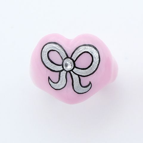 蝴蝶結戒指 粉銀1