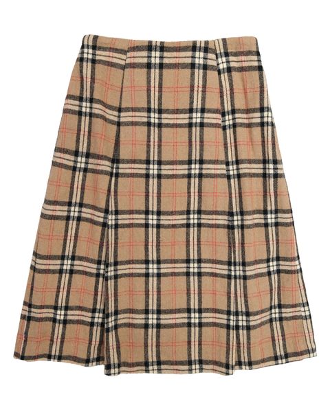 拿鐵毛呢格紋長裙