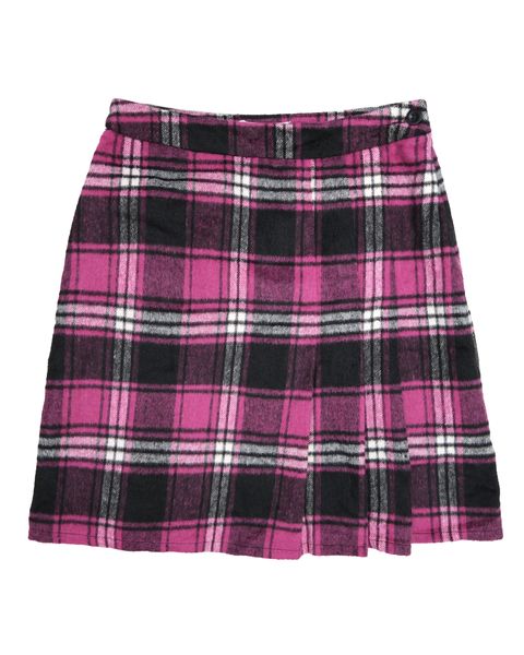 桃粉毛呢百摺裙