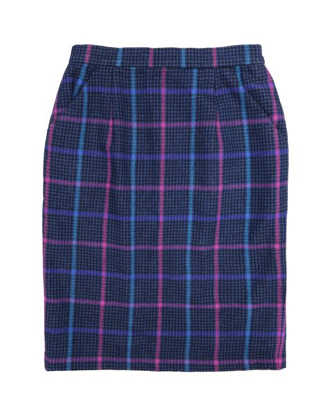 藍紫色毛呢格紋裙