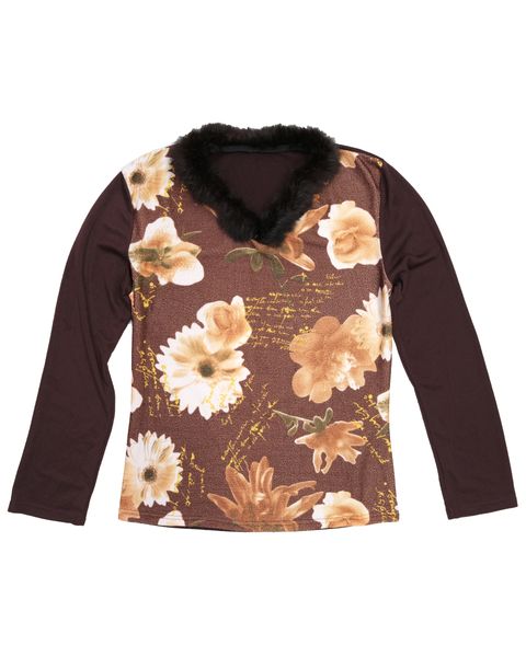 向日葵毛毛拼接長袖上衣