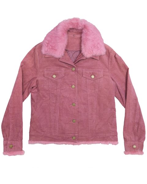 粉色毛毛牛仔短版外套