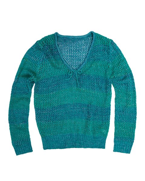 湖水綠金蔥針織洞洞上衣