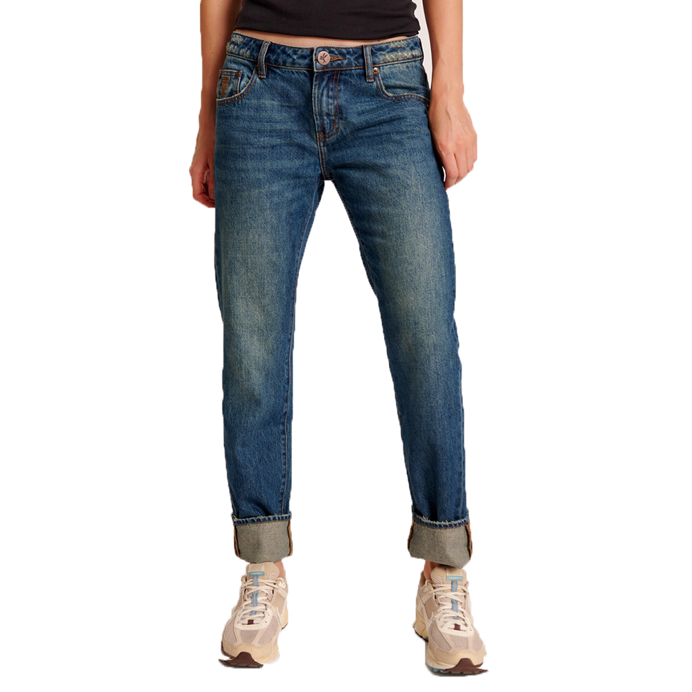 BLUE SPACE SHABBIES DRAWSTRING BOYFRIEND JEANS