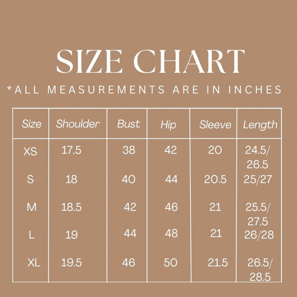 Brown Minimalist Size Chart Instagram Post