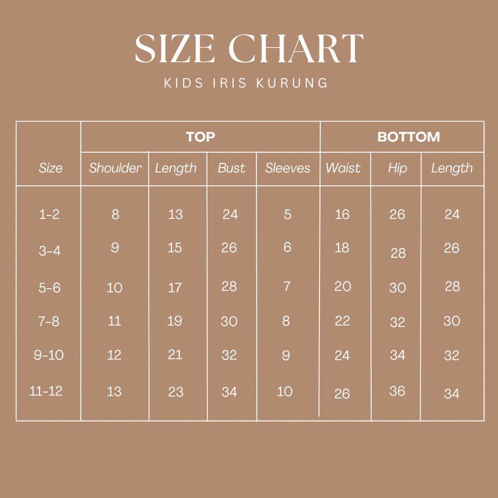 Brown Minimalist Size Chart Instagram Post