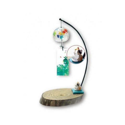 喜多方 木之本會津桐蒔繪桌上風鈴_金魚與三毛貓2.jpg