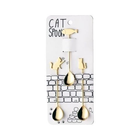 日本高桑金屬 貓與魚茶匙組_1