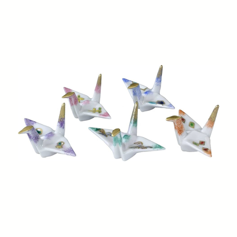 芳山窯京燒清水燒五色折鶴箸置組_1