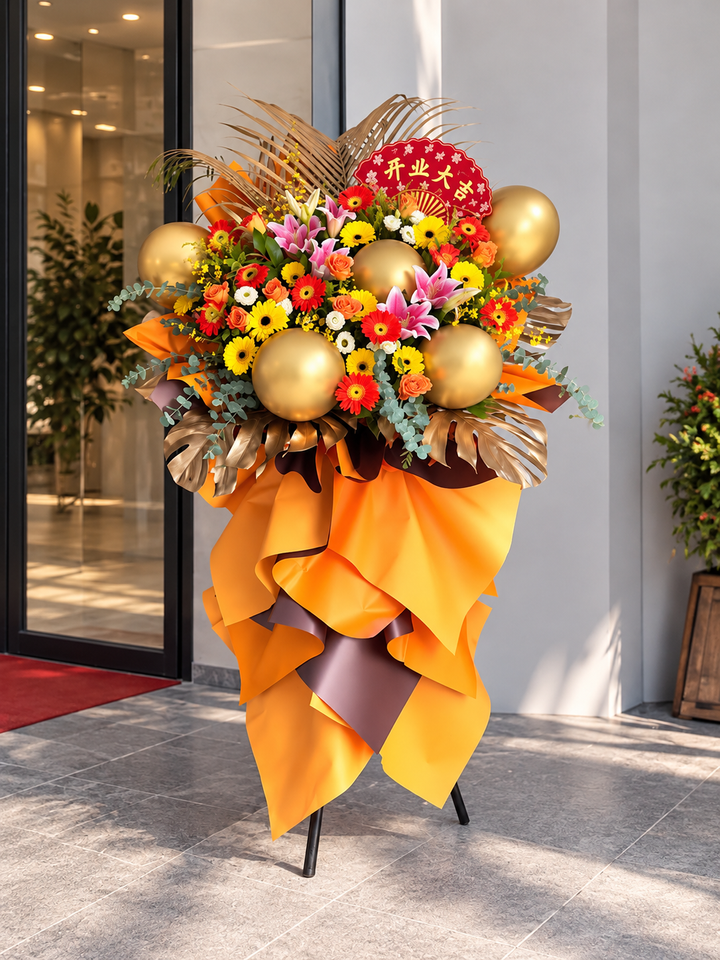 Festive Golden Floral Opening Stand