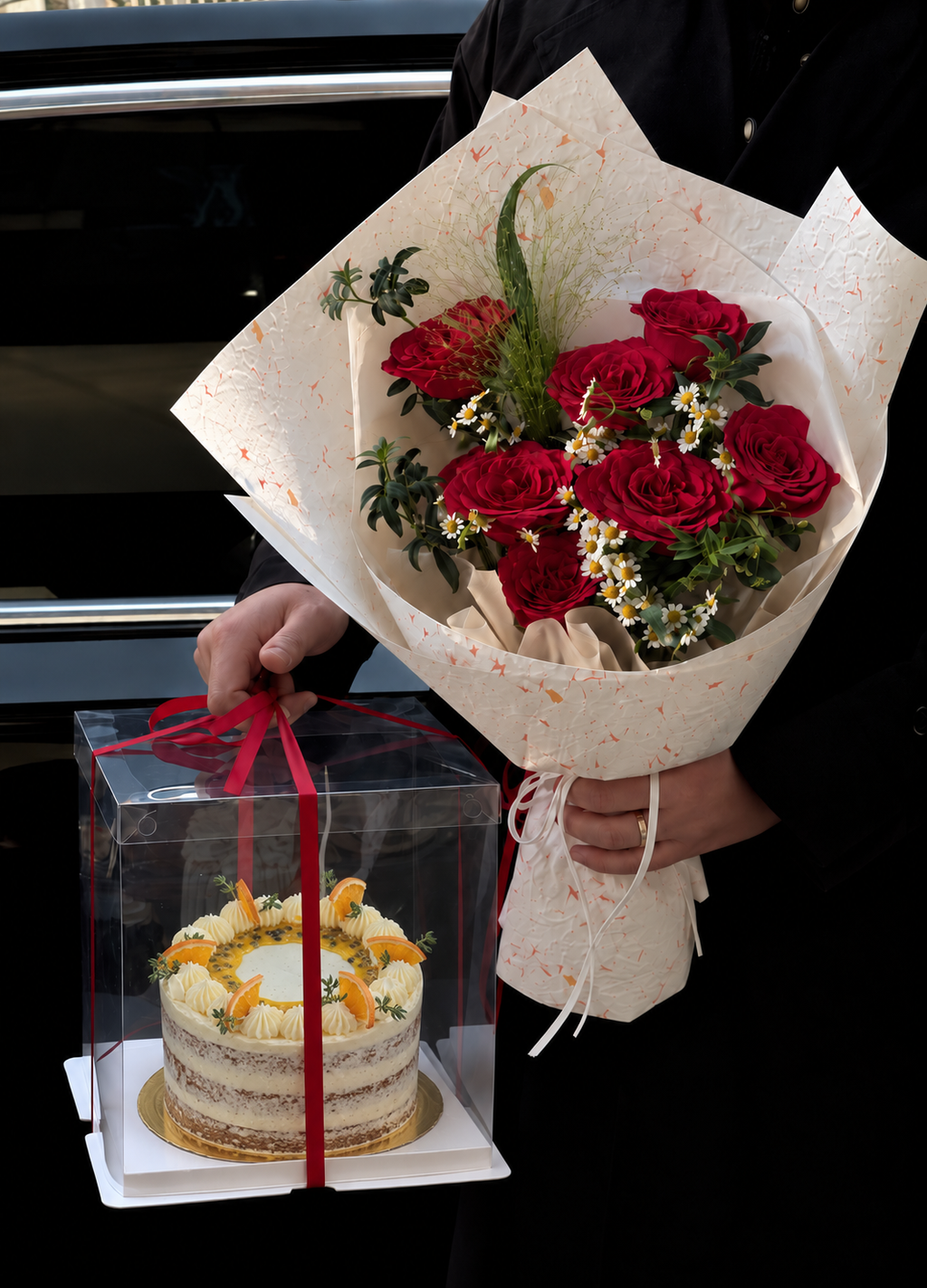Bouquet and Passionfruit Cake by Car