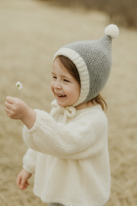 Menina oferecendo flor silvestre