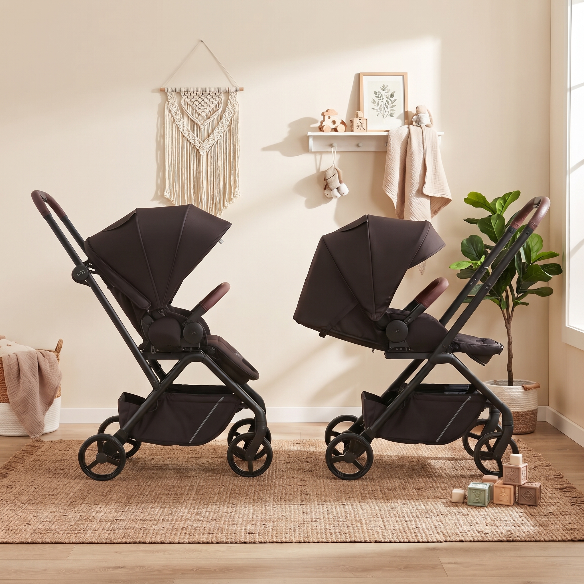 Parent-facing and forward-facing stroller