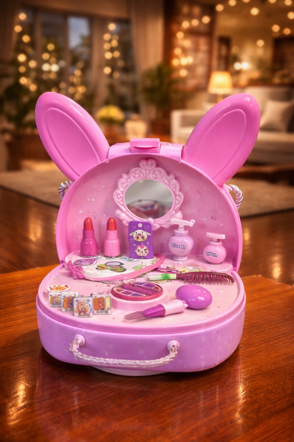 Bunny-shaped vanity playset in pastel tones (1)