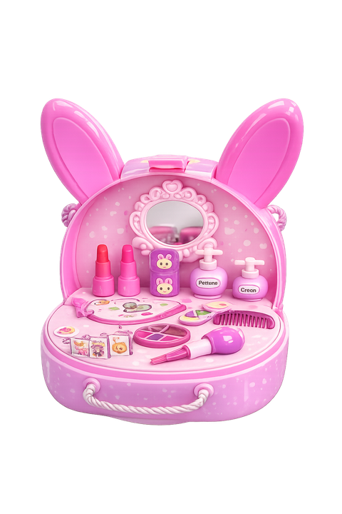 Pink bunny vanity playset with cosmetics