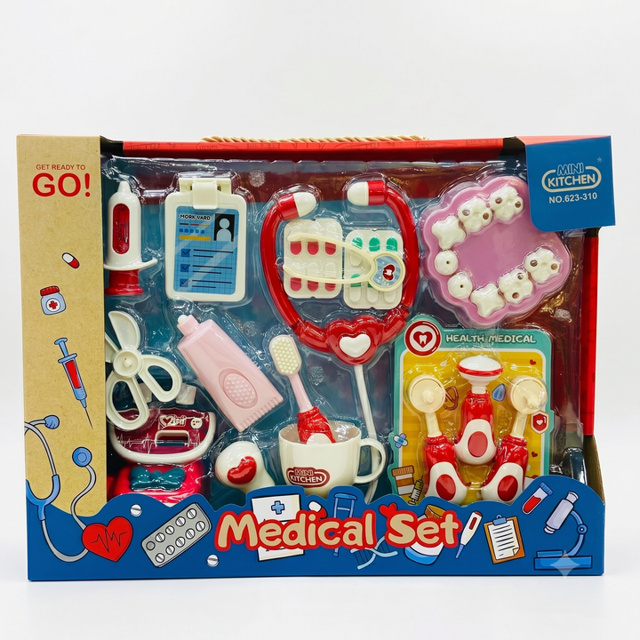 2-in-1 Kids Doctor Kit and Dentist Toy Set - Medical Pretend Play