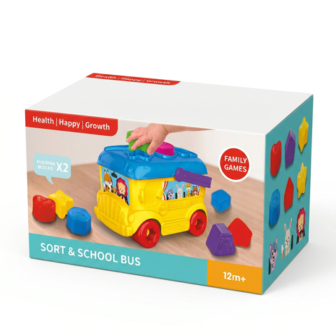 Interactive Sort & School Bus Shape Matching Toy Baby Educational Learning Bus (12M+)