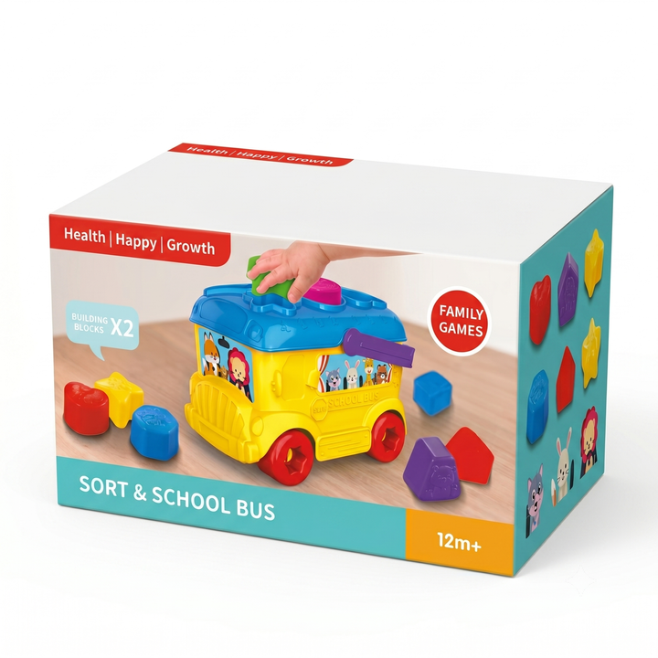 Interactive Sort & School Bus Shape Matching Toy Baby Educational Learning Bus (12M+)
