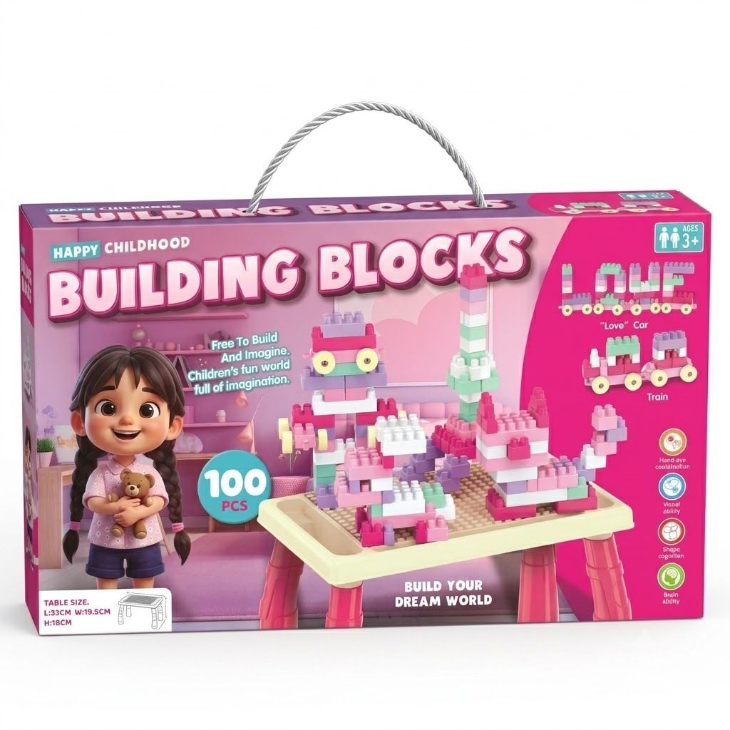 Happy Childhood Building Blocks Table 100Pcs