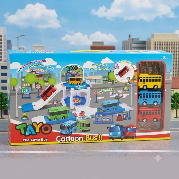 Tayo The Little Bus Cartoon Bus Track and Station Playset