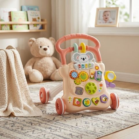 3-in-1 Baby Music Walker with Detachable Activity Panel | Interactive Koala Early Education Push Toy