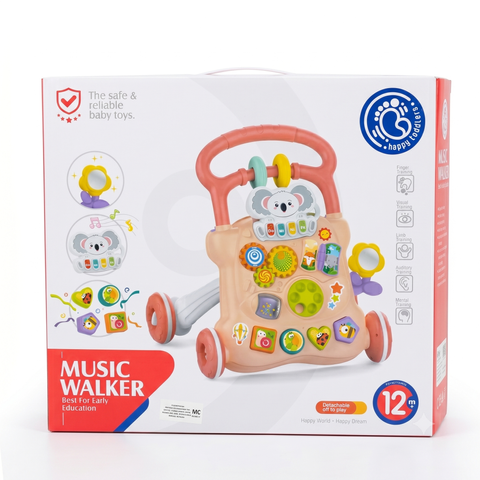 3-in-1 Baby Music Walker with Detachable Activity Panel | Interactive Koala Early Education Push Toy