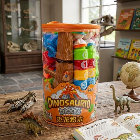 Dinosaur Blocks 35-Piece Toddler Stacking Toy Set with Storage Bag | Educational Number & Color Matching Building Blocks for Kids Ages 3+