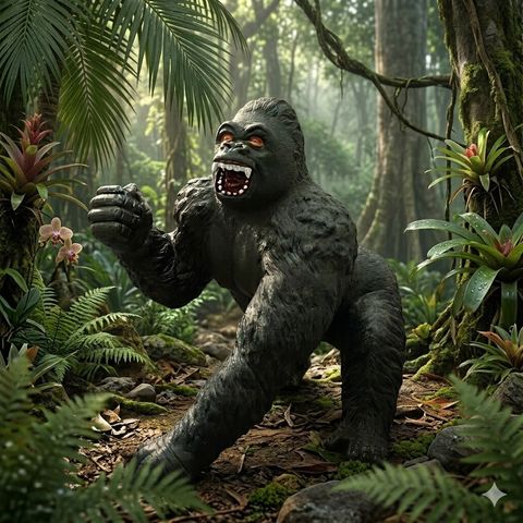 Roaring Gorilla Toy Realistic Jungle Primate Action Statue for Kids & Collectors