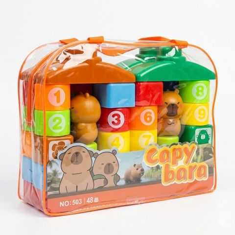 Capybara Number Stacking Blocks Toy (48-Pcs) – Premium Plastic Construction Brick Set with Cute Animal Figures for Early Learning & Fine Motor Skills