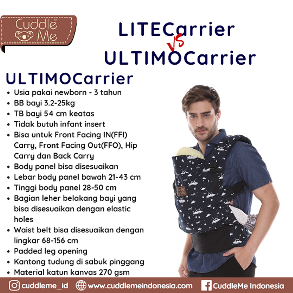 CuddleMe Ultimo Adjustable Baby Carrier Malaysia | Newborn to 25kg All-in-One Carrier