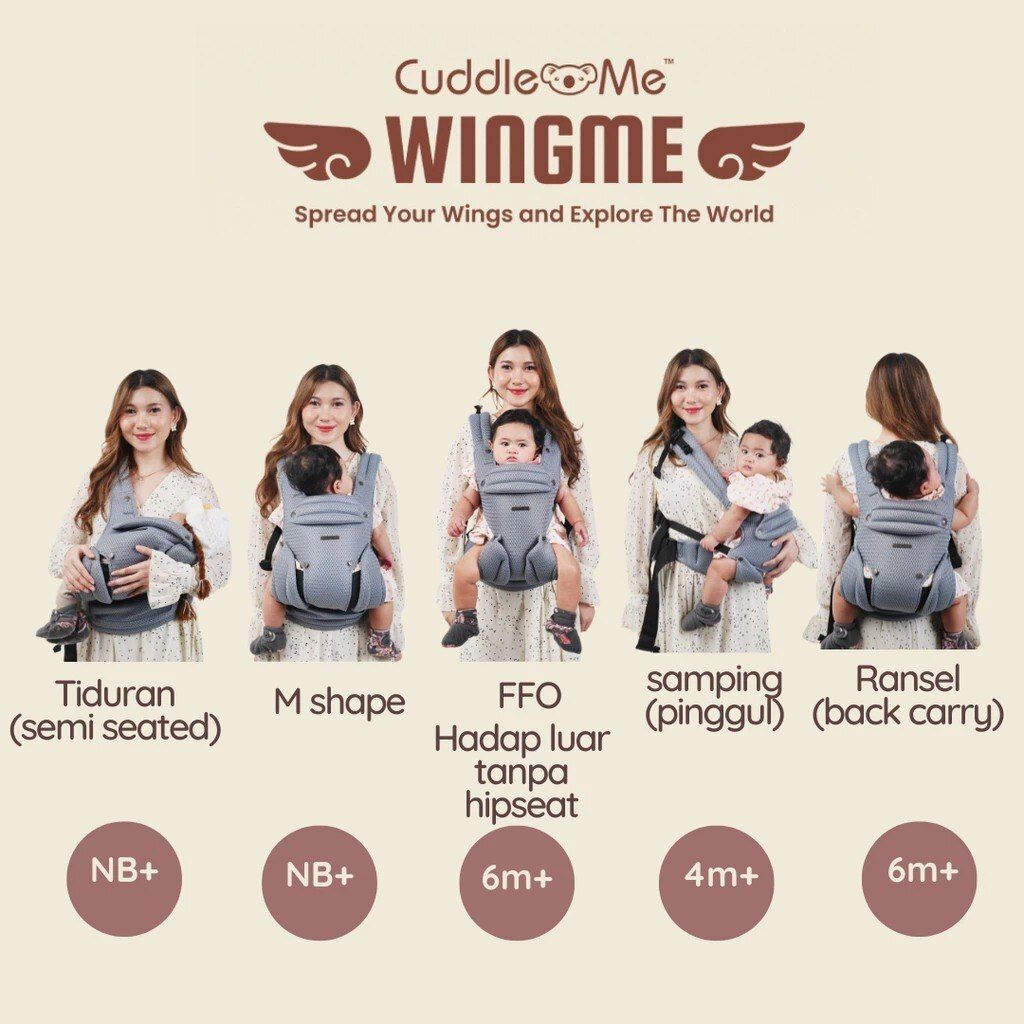 CuddleMe WingMe Premium Baby Carrier – Multi Carry Positions Ergonomic Newborn to 20kg Carrier
