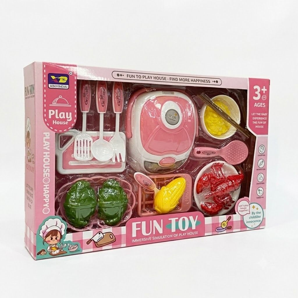 ToySpark 12-Piece Pretend Play Food & Cooking Set – Toddler Kitchen Toy with Mini Electronic Rice Cooker, Magic Vegetables & Utensils, Educational Birthday Gift for Girls and Boys Age 3, 4, 5 Years Old