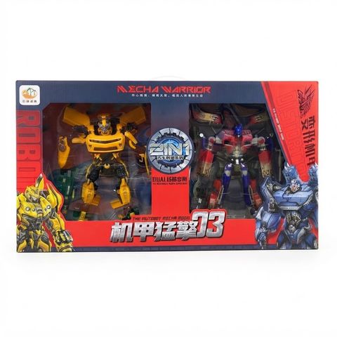 Mecha Warrior 2-in-1 Robot Action Figure Set (Mecha Mengji 03) | Transformable Toy Car & Robot Figures