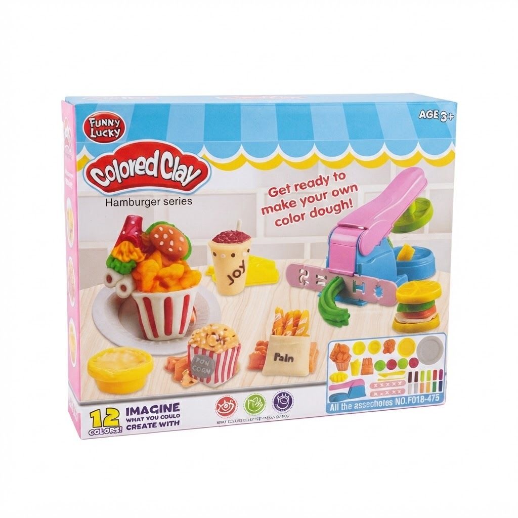 Funny Lucky Colored Clay Hamburger Series 12-Color DIY Dough Playset