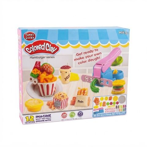 Funny Lucky Colored Clay Hamburger Series 12-Color DIY Dough Playset
