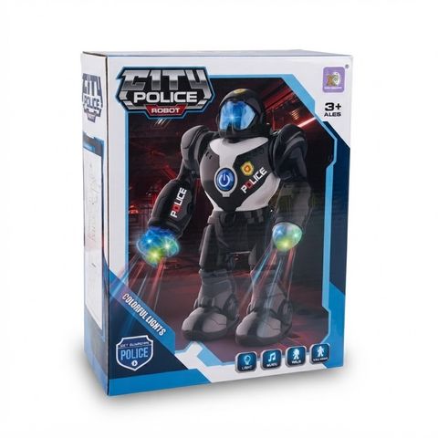 City Police Robot Interactive Toy with Colorful Lights, Music, and Walking Action