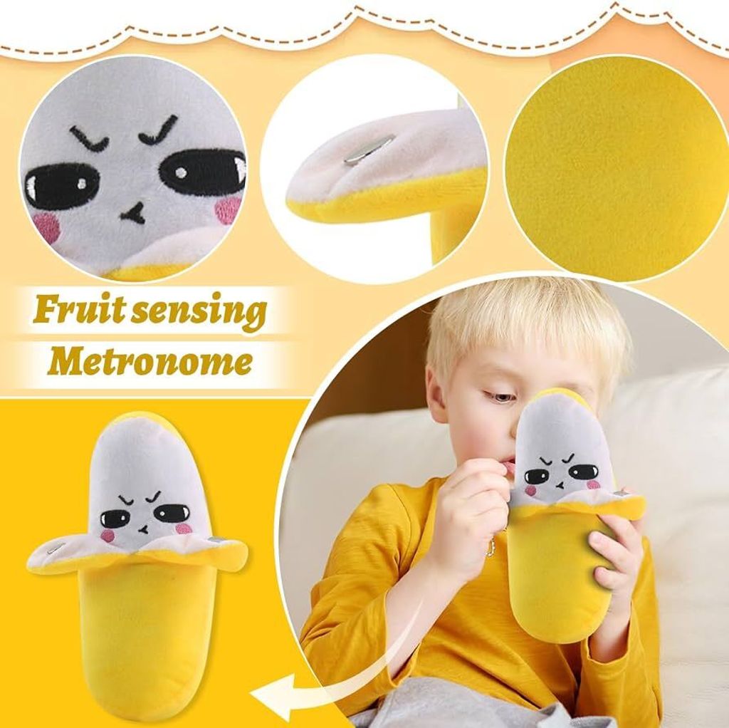 Touch-Sensitive Sensory Plush Fruit-Sensing Metronome Toy with Sound