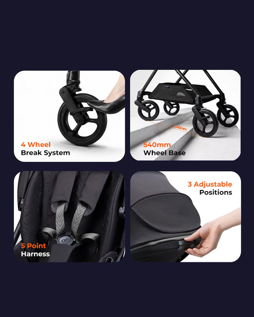 GB Swan Pro Stroller | Lightweight 360° Carbon Fiber 2-Way Stroller