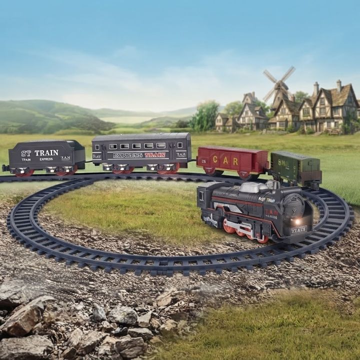 Classic Battery Operated Train Set with Tracks 19 Piece Toy Train Model