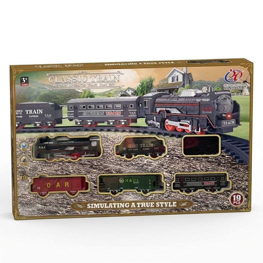 Classic Battery Operated Train Set with Tracks 19 Piece Toy Train Model