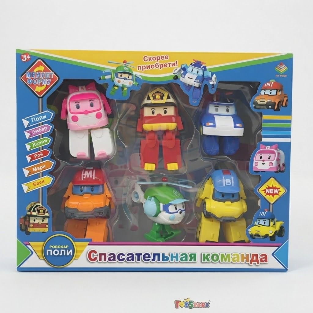 RoboCar Poli Rescue Team 6-Piece Transformable Toy Vehicle Set