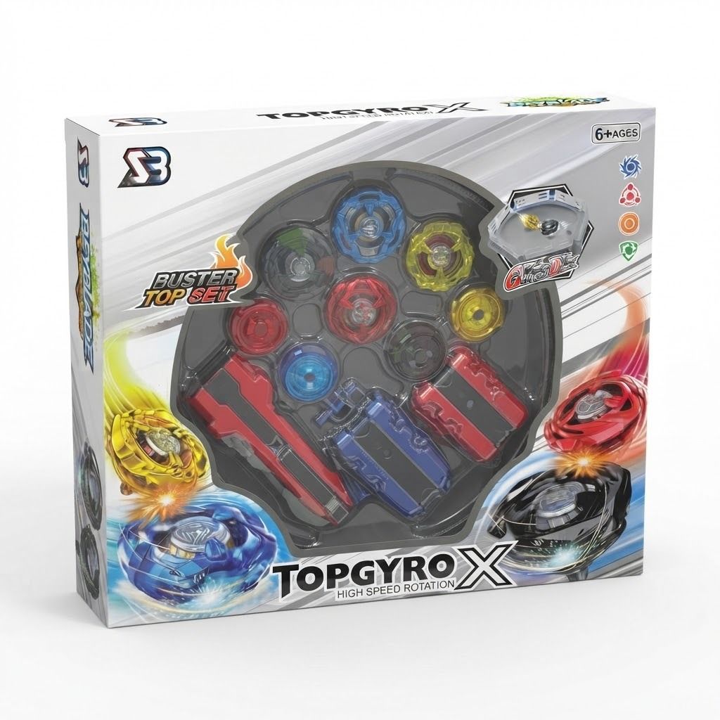TOPGYRO X Beyblade Buster Top Set High-Speed Rotation Battle Gyro Toy Set with Launchers & Arena