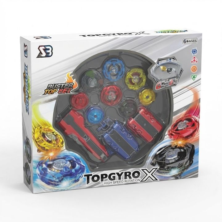TOPGYRO X Beyblade Buster Top Set High-Speed Rotation Battle Gyro Toy Set with Launchers & Arena