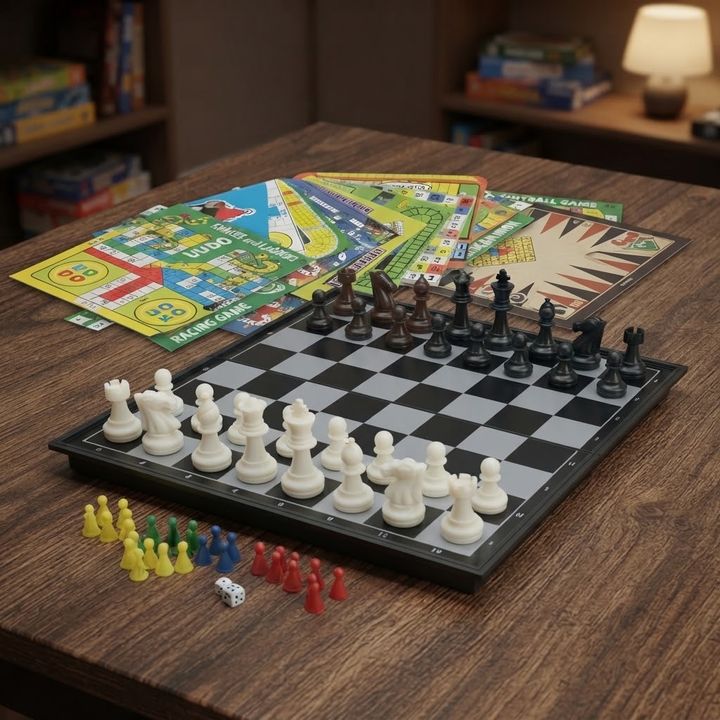 13-in-1 Magnetic Board Chess & Multi-Game Playset