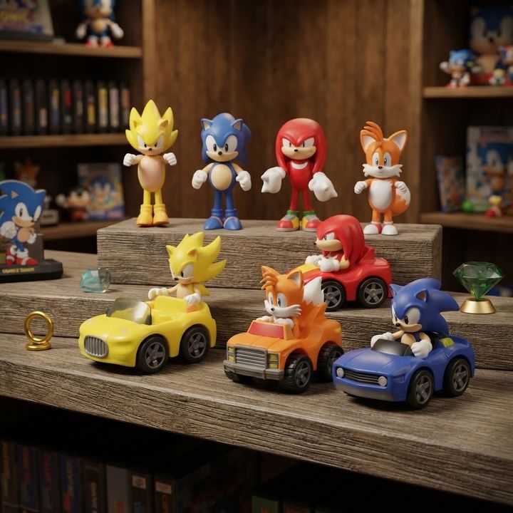 Sonic the Hedgehog 8-Piece Action Figure & Racing Car Toy Set
