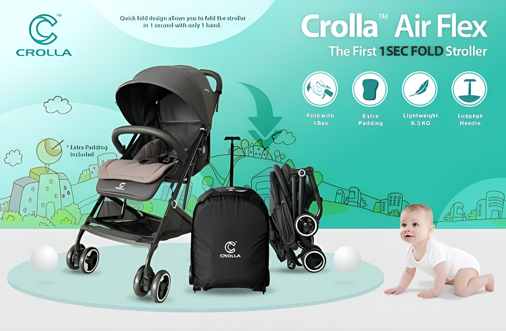 Crolla®  Air Flex Baby Stroller | Elegance Black
