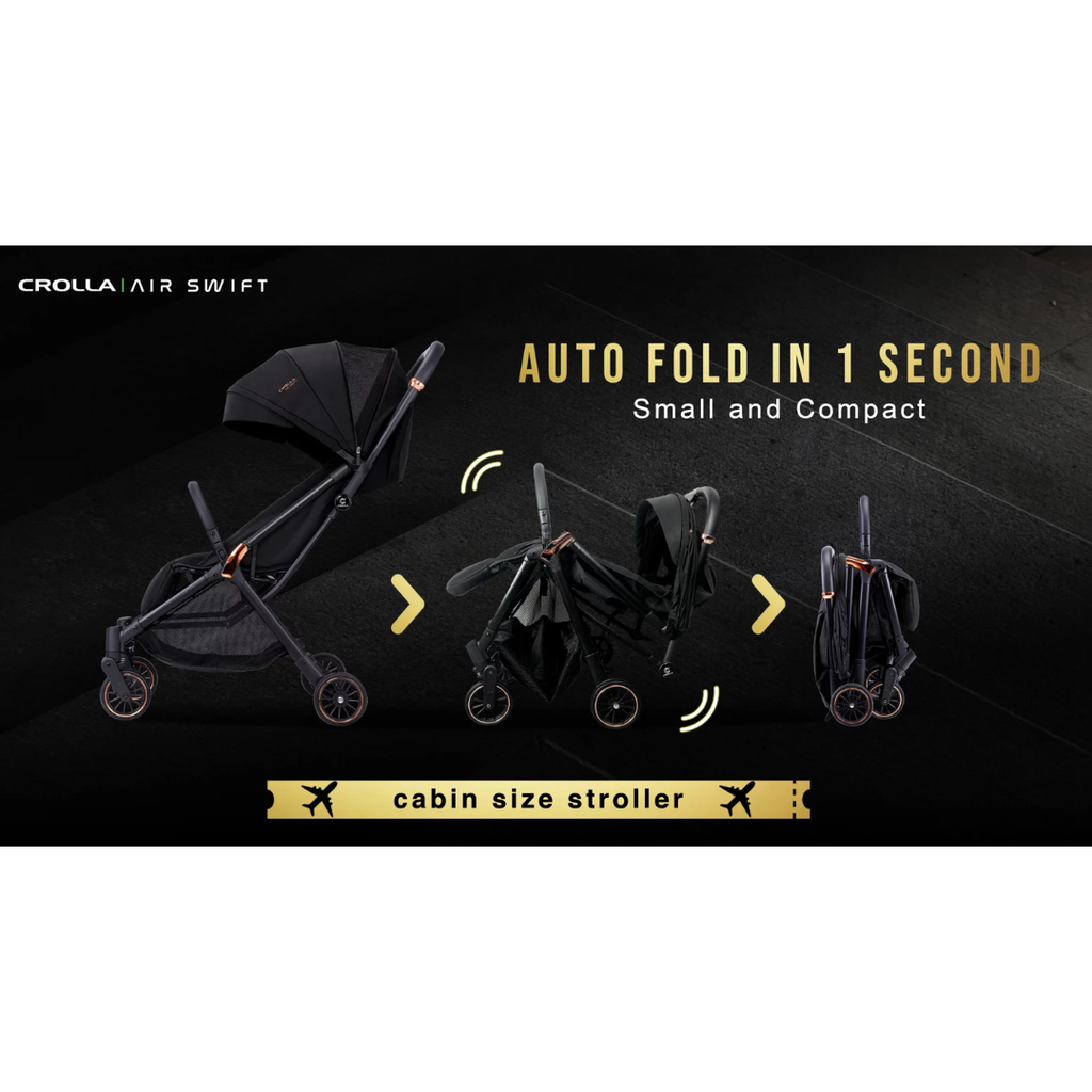 Crolla Air Swift Baby Stroller | Luxury Black