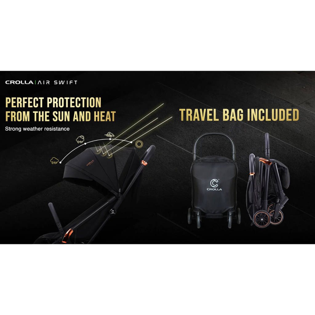 Crolla Air Swift Baby Stroller | Luxury Black