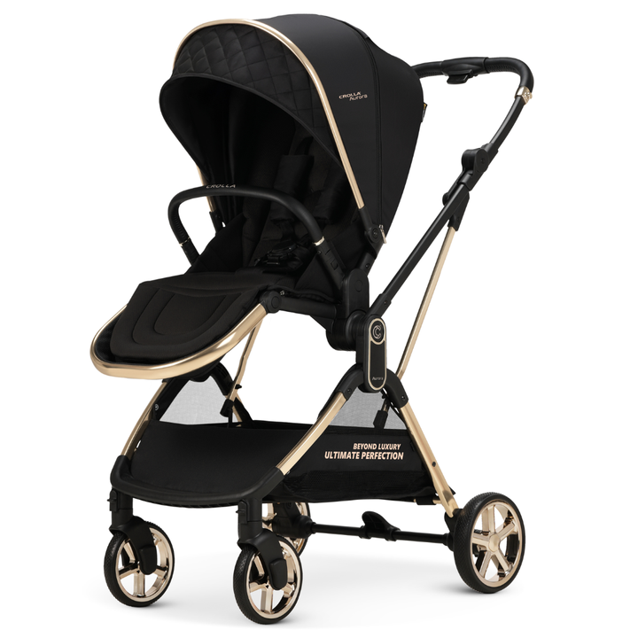 Crolla Aurora Metallic Gold Auto Fold Two Way Facing Baby Stroller Newborn to 22kg Reversible Stroller Malaysia