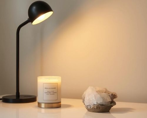 白水晶搭配香氛蠟燭與融燭燈